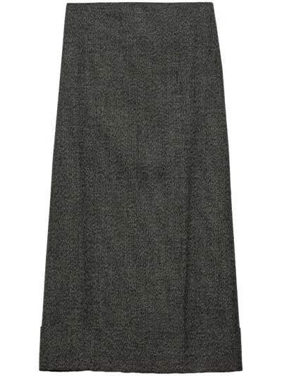 Prada Wool Long Skirt In Gray