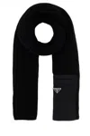 Prada Black Wool Scarf In Black