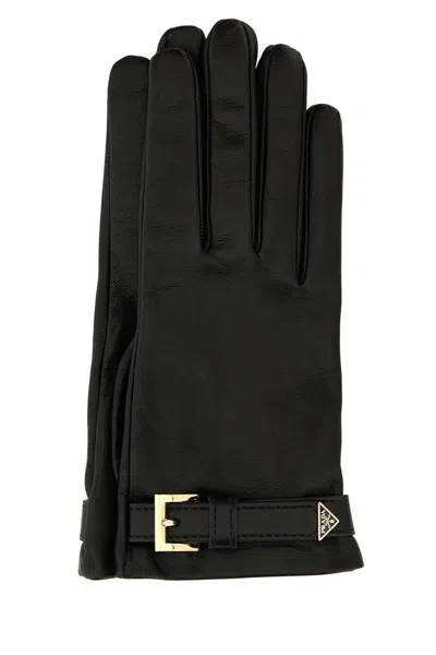 Prada Nappa Leather Gloves With Silk Lining In White