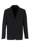 Prada Notched-lapels Single-breasted Blazer In Black