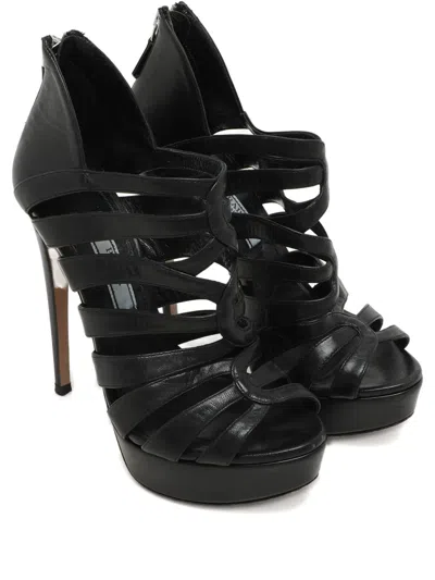 Pre-owned Prada Caged Platform Sandals In Black