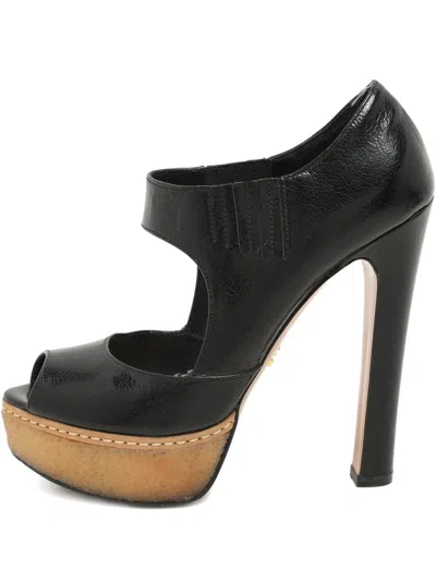 Pre-owned Prada Platform Leather Pumps In Black