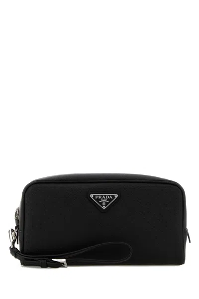 PRADA PRADA BLACK LEATHER BEAUTY CASE