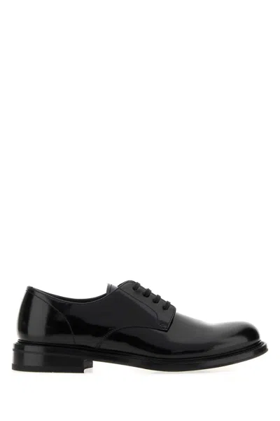 Prada Black Leather Lace Up Shoes