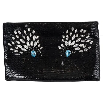 Pre-owned Prada Black 2015 Teardrop Crystal Embellished Sequin Clutch Bag
