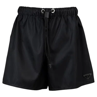 Pre-owned Prada Black 2021 Re-nylon Drawstring Shorts Pants 44 L