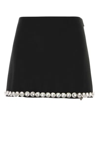 PRADA PRADA BLACK ACETATE BLEND MINI SKIRT
