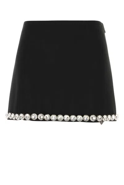Prada Black Acetate Blend Mini Skirt In Multi