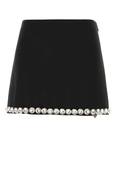 PRADA BLACK ACETATE BLEND MINI SKIRT