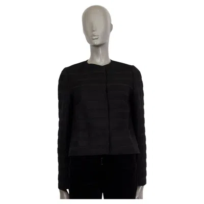 Pre-owned Prada Black Acetate Collarless Panelled Cropped Jacket 40 S