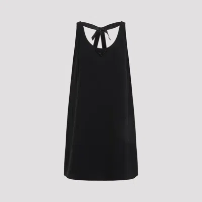 Prada Triangle-logo Mini Dress In Black