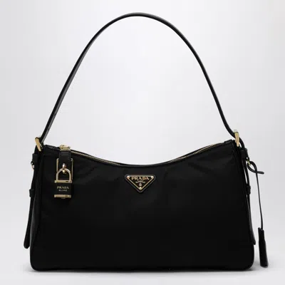 Prada Black Aimée Large Re-nylon And Leather Shoulder Bag Women