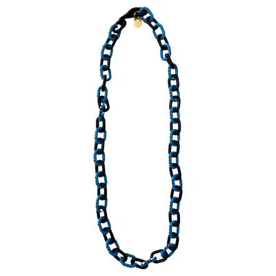 Pre-owned Prada Black And Blue Resin Chain Necklace