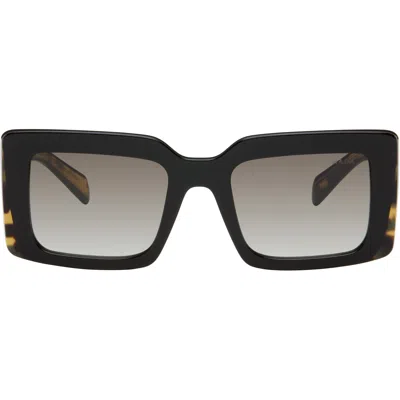 Prada Black & Brown Square Sunglasses In Orange