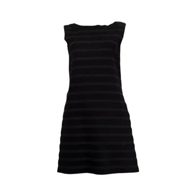 Pre-owned Prada Black & Grey Wool Panaled Sleeveless Dress 40 In Gray