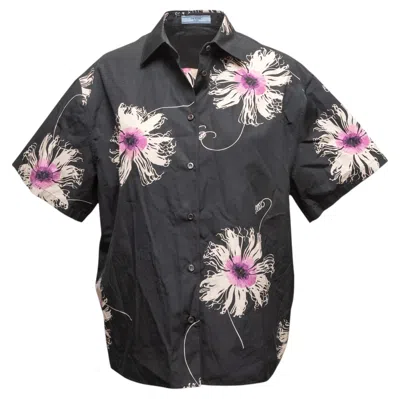 Pre-owned Prada Black & Multicolor  Floral Button-up Shirt Size It 36