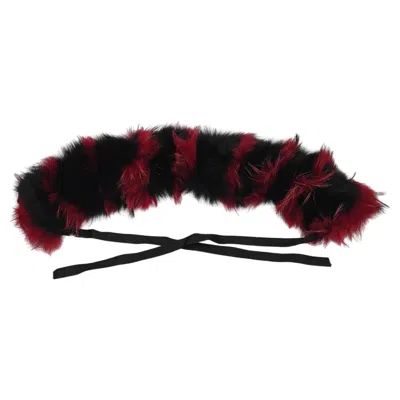 Pre-owned Prada Black And Red Striped Faux Fur Stole