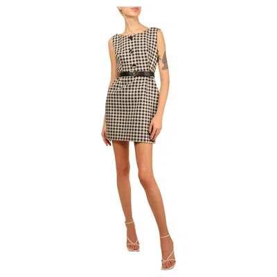 Pre-owned Prada Black & White Gingham Check Print Sleeveless Babydoll Style Mini Dress