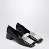 Prada Black And White Leather Décolleté In Black