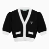 Prada Cropped Cotton Cardigan In Black