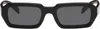 Prada Black Angular Rectangle Acetate Sunglasses In 16k08z