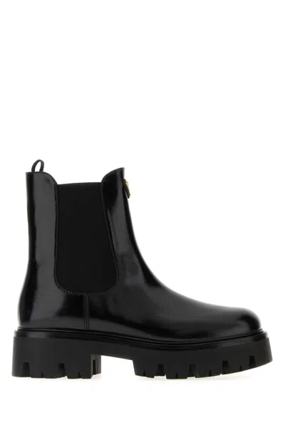 PRADA WOMEN BLACK ANKLE BOOTS, 8.5 LUXURY BOOTS FOR WOMEN DARVEYS