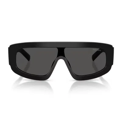 Prada Black Architectural Mask Acetate Pilot Sunglasses