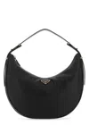 Prada Rounded Shoulder Bag With Gold-tone Hardware In Black
