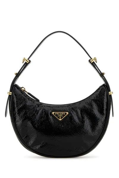 PRADA BLACK ARQUE NAPLAK PATENT LEATHER SHOULDER BAG