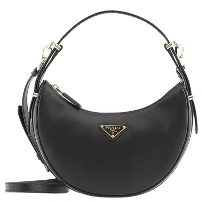 Prada Black Arque Re-nylon And Brushed Leather Hybrid Shoulder Bag