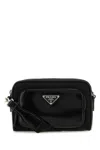 Prada Rectangular Nylon And Leather Crossbody Bag In Black