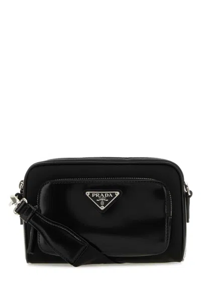 PRADA BLACK BANDOLERA TRIANGLE-LOGO CROSSBODY BAG