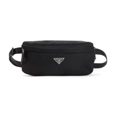 Prada Re-nylon Logo-plaque Belt Bag In Blue