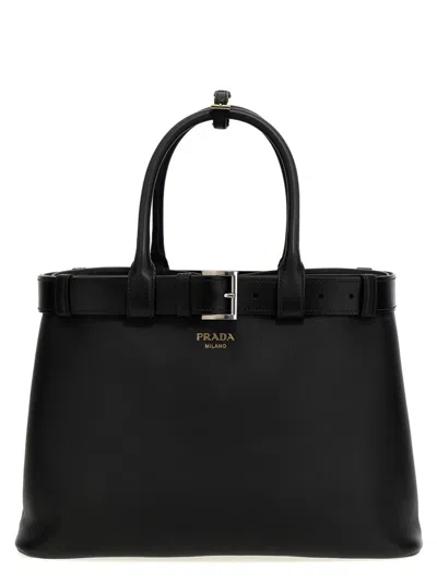 PRADA BLACK BELTED LARGE HANDBAG