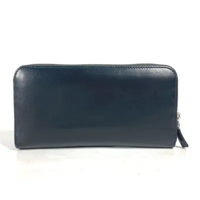 Pre-owned Prada Black Blue Leather Long Wallet (bi-fold) () In Black, Blue