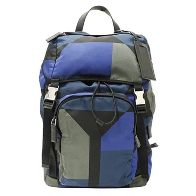 Pre-owned Prada Black Blue Nylon Backpack () In Multi