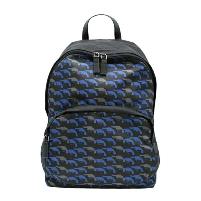 Pre-owned Prada Black Blue Nylon Leather Backpack () In Multi
