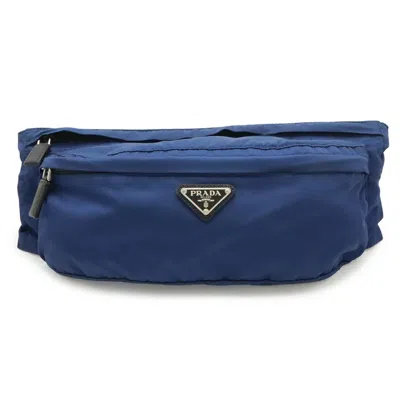 Pre-owned Prada Black Blue Nylon Pouch Sling Bag () In Black, Blue