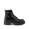Prada Black Leather Ankle Boots In Black