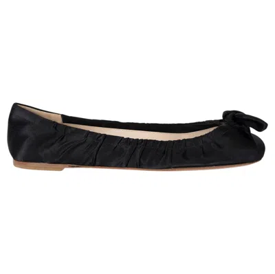 Pre-owned Prada Black Bow Satin Ballet Flats Shoes 39