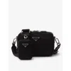 Prada Brique Re-nylon And Saffiano Leather Bag In Black