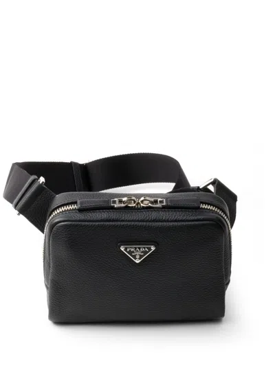 PRADA BLACK BRIQUE LEATHER CROSSBODY BAG