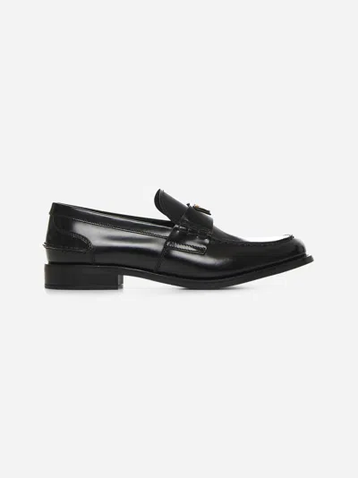 Prada Black Brushed Leather Loafers