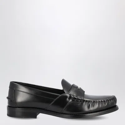 Prada Black Brushed Leather Loafers