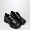 Prada Black Brushed Leather Moccasins Equal