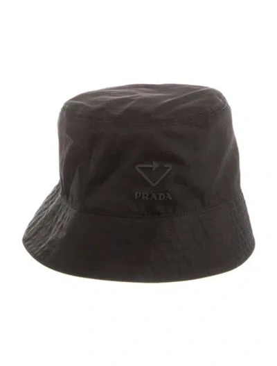 Pre-owned Prada Black Bucket Hat W. Tags