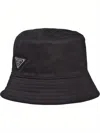 Prada Triangle Logo Re-nylon Bucket Hat In Black