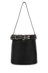 Prada Studded Belt Leather Bucket Bag In Black