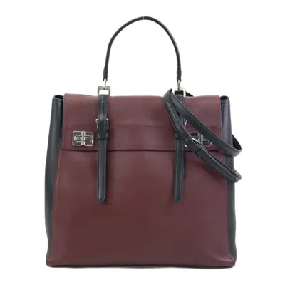 Pre-owned Prada Black Burgundy Leather Handbag Shoulder Bag ()