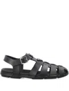 Prada Black Rubber Sandals With Tech Straps And Buckle Closure In Black
